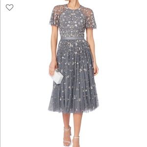 NWT: Needle & Thread Comet Midi Dress size 2 in color Blue-Med